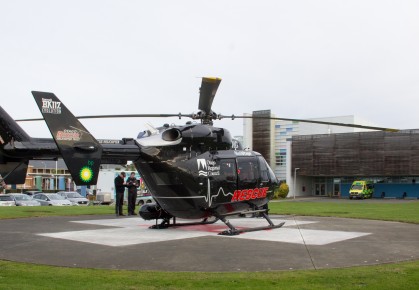 Otago Rescue Helicopters machine at Southland Hospital